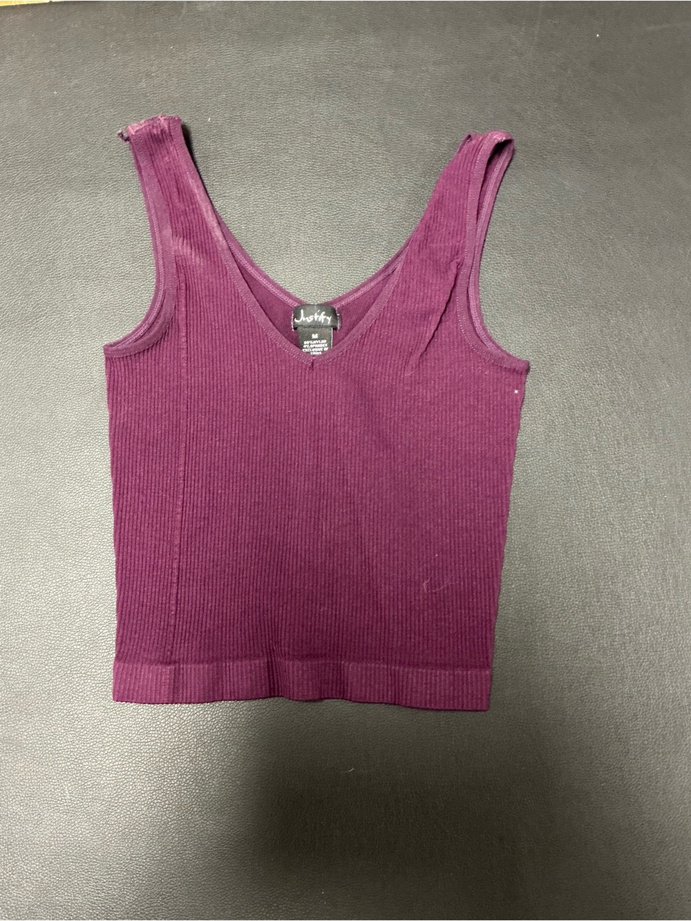 Justify Ribbed V-Neck Tank Top - Plum